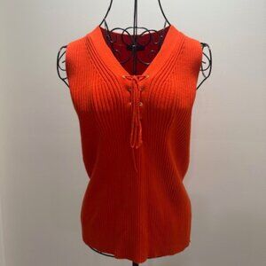 J Crew Orange Sleeveless V Neck Sweater - S